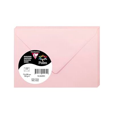 Clairefontaine – Ref 5650C – pollenkuvert (paket med 20) – 75 x 100 mm storlek, 120 gsm papper, gummerad tätning, bläckstråleskrivare och laserskrivarkompatibel, syrafri – rosa Clairefontaine – Ref 5650C – pollenkuvert (paket med 20) – 75 x 100 mm storlek, 120 gsm papper, gummerad tätning, bläckstråleskrivare och laserskrivarkompatibel, syrafri – rosa