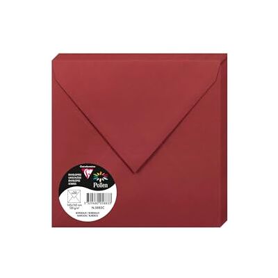 Clairefontaine – Ref 5883C – pollenkuvert (paket med 20) – 165 x 165 mm storlek, 120 gsm papper, gummerad tätning, bläckstråleskrivare och laserskrivare kompatibel, syrafri – rödbrun Clairefontaine – Ref 5883C – pollenkuvert (paket med 20) – 165 x 165 mm storlek, 120 gsm papper, gummerad tätning, bläckstråleskrivare och laserskrivare kompatibel, syrafri – rödbrun