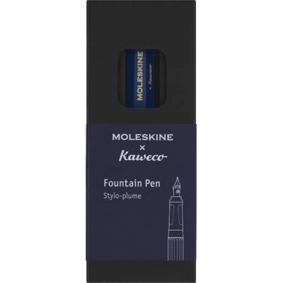 Moleskine x Kaweco reservoarpenna i ABS-plast med guldpläterad storlek M spets för författare, anteckningstagare, blå bläckpatron ingår, färg blå Moleskine x Kaweco reservoarpenna i ABS-plast med guldpläterad storlek M spets för författare, anteckningstagare, blå bläckpatron ingår, färg blå