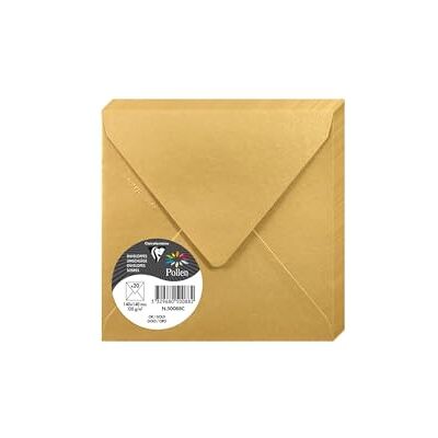Clairefontaine – Ref 50088C – Pollen, skimrande kuvert (paket med 20) – 140 x 140 mm i storlek, 120 gsm papper, lämplig för användning med bläckstråleskrivare eller laserskrivare – guld Clairefontaine – Ref 50088C – Pollen, skimrande kuvert (paket med 20) – 140 x 140 mm i storlek, 120 gsm papper, lämplig för användning med bläckstråleskrivare eller laserskrivare – guld