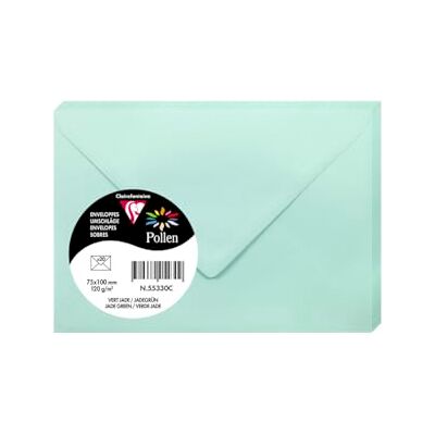 Clairefontaine – Ref 55330C – pollenkuvert (paket med 20) – 75 x 100 mm storlek, 120 gsm papper, gummerad tätning, bläckstråleskrivare och laserskrivare, syrafri – jadegrön Clairefontaine – Ref 55330C – pollenkuvert (paket med 20) – 75 x 100 mm storlek, 120 gsm papper, gummerad tätning, bläckstråleskrivare och laserskrivare, syrafri – jadegrön