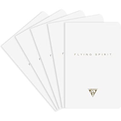 Clairefontaine 104596C – ett paket med 5 Flying Spirit-trådsydda anteckningsböcker 96 elfenbensfärgade sidor 9 x 14 cm 90 g fodrad, laminerat vitt kortfodral, blandade mönster Clairefontaine 104596C – ett paket med 5 Flying Spirit-trådsydda anteckningsböcker 96 elfenbensfärgade sidor 9 x 14 cm 90 g fodrad, laminerat vitt kortfodral, blandade mönster