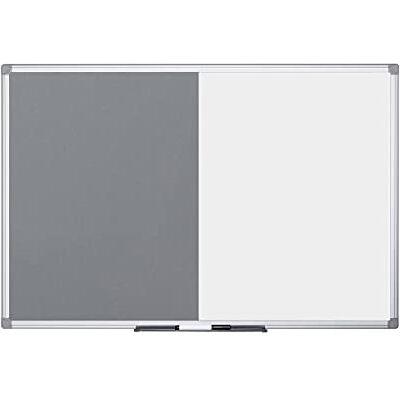 Bi-Office Maya kombinationstavla, halv magnetisk whiteboard, halv grå filttavla, aluminiumram, 90 x 60 cm Bi-Office Maya kombinationstavla, halv magnetisk whiteboard, halv grå filttavla, aluminiumram, 90 x 60 cm