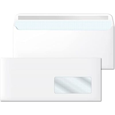 OFITURIA Amerikanska vita papperskuvert, DL-kuvert (115 x 225 mm) med höger fönster, Vit brevkuvert, Papper 90 g/m2, Självhäftande stängning ofyturia (500 st) OFITURIA Amerikanska vita papperskuvert, DL-kuvert (115 x 225 mm) med höger fönster, Vit brevkuvert, Papper 90 g/m2, Självhäftande stängning ofyturia (500 st)