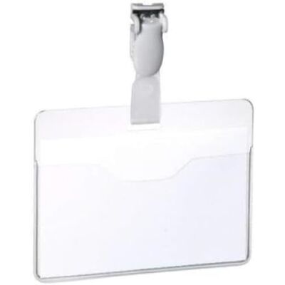 Durable Hållbart namnmärke 60 x 90 mm med plastklämma transparent Förpackning med 25 märken Inkluderar tomma infogningskort perfekt för evenemang och besökshantering Durable Hållbart namnmärke 60 x 90 mm med plastklämma transparent Förpackning med 25 märken Inkluderar tomma infogningskort perfekt för evenemang och besökshantering
