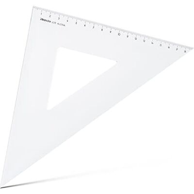 Aristo AR4519 triangel 45° (katet 190 mm, hypotenuse 269 mm, nötningsbeständig djupprägling av delningen, plexiglas) transparent Aristo AR4519 triangel 45° (katet 190 mm, hypotenuse 269 mm, nötningsbeständig djupprägling av delningen, plexiglas) transparent