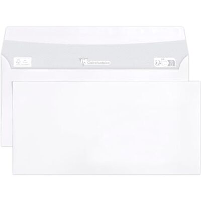 Clairefontaine PEFC DL låda med 500 kuvert 110 x 220 mm 80 g vit Vellum självhäftande Clairefontaine PEFC DL låda med 500 kuvert 110 x 220 mm 80 g vit Vellum självhäftande