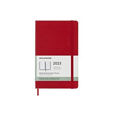 Moleskine Klassisk 12 månader 2023 veckoplanerare, hårt fodral, stor (5 tum x 8,2 tum), scharlakansröd Moleskine Klassisk 12 månader 2023 veckoplanerare, hårt fodral, stor (5 tum x 8,2 tum), scharlakansröd