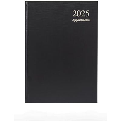 Collins Essential 2025 Affärsdagbok – A5 dag till en sida med avtalad planerare med lädergrain inbunden omslag – svart – ESSA51A.99-25 Collins Essential 2025 Affärsdagbok – A5 dag till en sida med avtalad planerare med lädergrain inbunden omslag – svart – ESSA51A.99-25