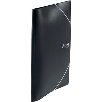 Leitz Von Hörnspännmapp A4, PP-plast, för 150 ark, 3 flikar, mapp med elastiskt band, med modernt VON-tryck, lätt mapp för skola och hem, 5 stycken, svart, 30070095 Leitz Von Hörnspännmapp A4, PP-plast, för 150 ark, 3 flikar, mapp med elastiskt band, med modernt VON-tryck, lätt mapp för skola och hem, 5 stycken, svart, 30070095