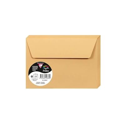 Clairefontaine 5486C förpackning med 20 självhäftande kuvert C6-format 11,4 x 16,2 cm 120 g/m² karamellfärger inbjudan evenemang och korrespondens pollenintervall premium slätt papper Clairefontaine 5486C förpackning med 20 självhäftande kuvert C6-format 11,4 x 16,2 cm 120 g/m² karamellfärger inbjudan evenemang och korrespondens pollenintervall premium slätt papper