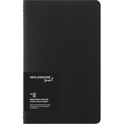 Moleskine Smart Cahier journaler set med 2 digitala cahiers med fodrade sidor, penna + kompatibel, kartongfodral, stor 13 x 21 cm, svart, 80 sidor Moleskine Smart Cahier journaler set med 2 digitala cahiers med fodrade sidor, penna + kompatibel, kartongfodral, stor 13 x 21 cm, svart, 80 sidor