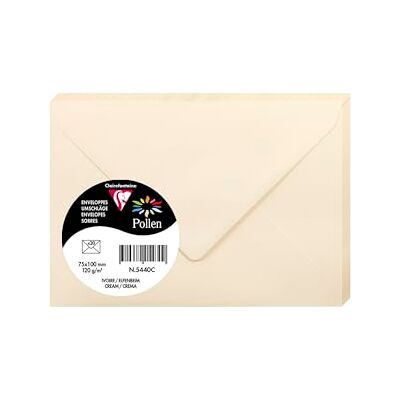 Clairefontaine – Ref 5440C – pollenkuvert (paket med 20) – 75 x 100 mm storlek, 120 gsm papper, gummerad tätning, bläckstråleskrivare och laserskrivarkompatibel, syrafri – kräm Clairefontaine – Ref 5440C – pollenkuvert (paket med 20) – 75 x 100 mm storlek, 120 gsm papper, gummerad tätning, bläckstråleskrivare och laserskrivarkompatibel, syrafri – kräm