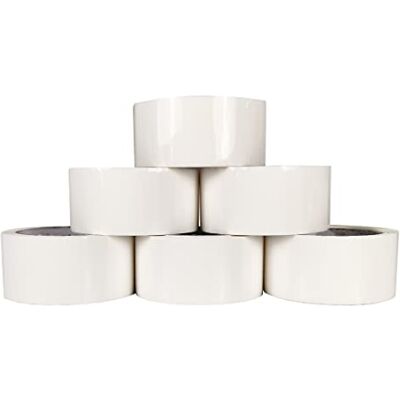 RAYLU PAPER ® Tätningsrullar, Självhäftande tejp för förpackning av sändningslådor Stark och Extra Stark, 66 meter x 50 mm bred (6 st, Vit) RAYLU PAPER ® Tätningsrullar, Självhäftande tejp för förpackning av sändningslådor Stark och Extra Stark, 66 meter x 50 mm bred (6 st, Vit)