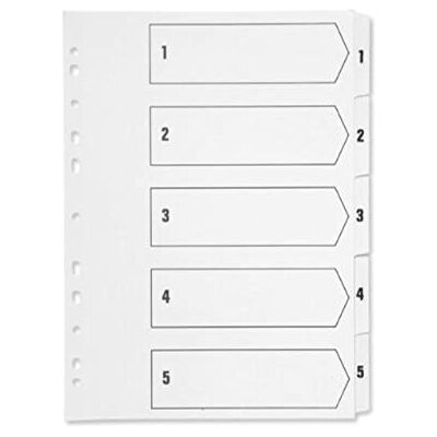Q-Connect KF01527 Index A4 multistansad 1-5 förstärkt bräda klar flik KF01527 – vit Q-Connect KF01527 Index A4 multistansad 1-5 förstärkt bräda klar flik KF01527 – vit