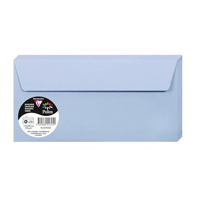 Clairefontaine – Ref 55725C – Pollen, självhäftande kuvert (paket med 20) – DL-storlek, 120 gsm papper, skrivarkompatibel, syrafri, självhäftande remsa för enkel tätning – lavendelblå Clairefontaine – Ref 55725C – Pollen, självhäftande kuvert (paket med 20) – DL-storlek, 120 gsm papper, skrivarkompatibel, syrafri, självhäftande remsa för enkel tätning – lavendelblå