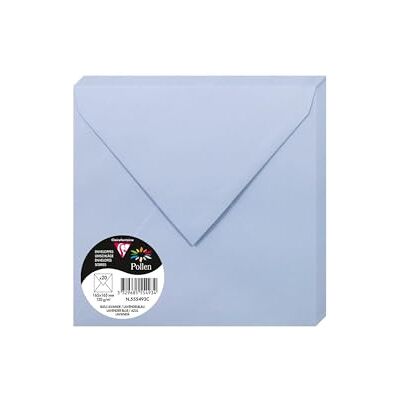 Clairefontaine 555493C Paquet de 20 Enveloppes Gommées Format Carré (16,5x16,5cm) 120g/m² Coloris Bleu Lavande Invitation Evènements et Correspondance Gamme Pollen Papier Premium Lisse Clairefontaine 555493C Paquet de 20 Enveloppes Gommées Format Carré (16,5x16,5cm) 120g/m² Coloris Bleu Lavande Invitation Evènements et Correspondance Gamme Pollen Papier Premium Lisse