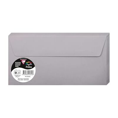 Clairefontaine – Ref 5325C – Pollen, självhäftande kuvert (paket med 20) – DL-storlek, 120 gsm papper, skrivarkompatibel, syrafri, självhäftande remsa för enkel tätning – koala-grå Clairefontaine – Ref 5325C – Pollen, självhäftande kuvert (paket med 20) – DL-storlek, 120 gsm papper, skrivarkompatibel, syrafri, självhäftande remsa för enkel tätning – koala-grå