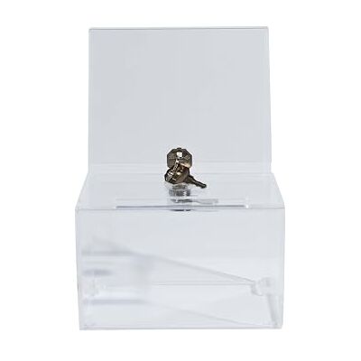 Exacompta Ref. 89358D kartong med 2 låsbara urnor med lock, för sedlar, skrutiner, idélåda, donationer, med display A6 mått: Prof 15 x B 14 x H 21,5 cm Kristall Exacompta Ref. 89358D kartong med 2 låsbara urnor med lock, för sedlar, skrutiner, idélåda, donationer, med display A6 mått: Prof 15 x B 14 x H 21,5 cm Kristall