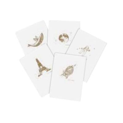 Clairefontaine 104536C – Häfte Flying Spirit linjerad DIN A5 48 ark, velinpapper elfenben 90 g, med klaff, vit med gyllene retromotiv, sorterad, 1 st Clairefontaine 104536C – Häfte Flying Spirit linjerad DIN A5 48 ark, velinpapper elfenben 90 g, med klaff, vit med gyllene retromotiv, sorterad, 1 st