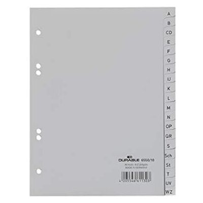 Durable 655010 Indexes with Printed and Coloured Tabs A-Z 20, grå, 20 stycken Durable 655010 Indexes with Printed and Coloured Tabs A-Z 20, grå, 20 stycken