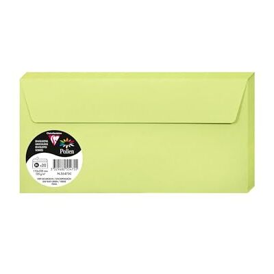 Clairefontaine – Ref 55475C – Pollen, självhäftande kuvert (paket med 20) – DL-storlek, 120 gsm papper, skrivarkompatibel, syrafri, självhäftande remsa för enkel tätning – bladknoppgrön Clairefontaine – Ref 55475C – Pollen, självhäftande kuvert (paket med 20) – DL-storlek, 120 gsm papper, skrivarkompatibel, syrafri, självhäftande remsa för enkel tätning – bladknoppgrön