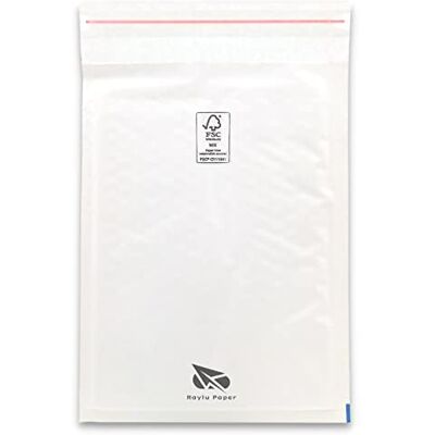 RAYLU PAPER Förpackning med 10 kraftbubbelvadderade kuvert med självhäftande förslutning, vita vadderade kraftkuvert (270 x 360 mm) RAYLU PAPER Förpackning med 10 kraftbubbelvadderade kuvert med självhäftande förslutning, vita vadderade kraftkuvert (270 x 360 mm)