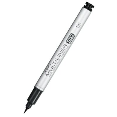 Copic Multiliner SP Brush S, svart, aluminium fineliner med fin spets och vattenbeständigt pigmentbläck Copic Multiliner SP Brush S, svart, aluminium fineliner med fin spets och vattenbeständigt pigmentbläck