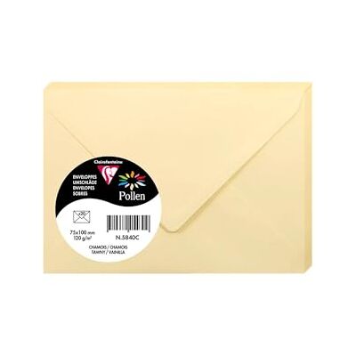 Clairefontaine 5840C Paquet de 20 Enveloppes Gommées Format 7,5x10cm 120g/m² Coloris Chamois Invitation Evènements et Correspondance Gamme Pollen Papier Premium Lisse Clairefontaine 5840C Paquet de 20 Enveloppes Gommées Format 7,5x10cm 120g/m² Coloris Chamois Invitation Evènements et Correspondance Gamme Pollen Papier Premium Lisse