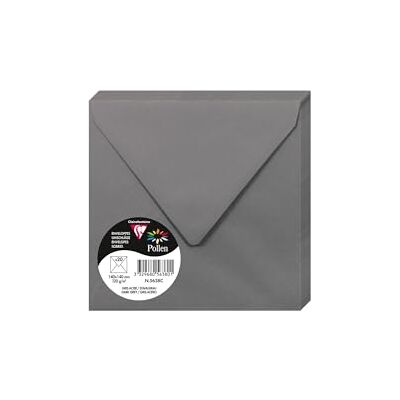Clairefontaine – Ref 5638C – pollenkuvert (paket med 20) – 140 x 140 mm storlek, 120 gsm papper, gummerad tätning, bläckstråleskrivare och laserskrivare, syrafri – mörkgrå Clairefontaine – Ref 5638C – pollenkuvert (paket med 20) – 140 x 140 mm storlek, 120 gsm papper, gummerad tätning, bläckstråleskrivare och laserskrivare, syrafri – mörkgrå