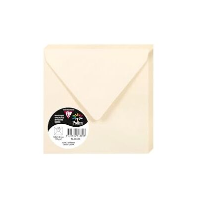 Clairefontaine – Ref 5438C – pollenkuvert (paket med 20) – 140 x 140 mm storlek, 120 gsm papper, certifierad tätning, bläckstråleskrivare och laserskrivare, syrafri – kräm Clairefontaine – Ref 5438C – pollenkuvert (paket med 20) – 140 x 140 mm storlek, 120 gsm papper, certifierad tätning, bläckstråleskrivare och laserskrivare, syrafri – kräm