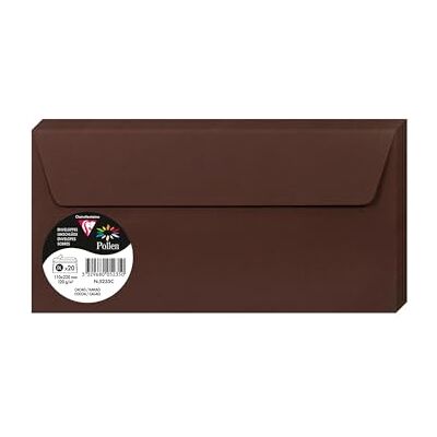 Clairefontaine – Ref 5235C – Pollen, självhäftande kuvert (paket med 20) – DL-storlek, 120 gsm papper, skrivarkompatibel, syrafri, självhäftande remsa för enkel tätning – kakao Clairefontaine – Ref 5235C – Pollen, självhäftande kuvert (paket med 20) – DL-storlek, 120 gsm papper, skrivarkompatibel, syrafri, självhäftande remsa för enkel tätning – kakao
