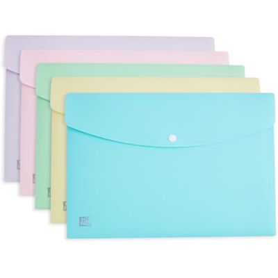 Oxford A4 plastpappersplånböcker, blandade pastellfärger, dokumentmappar, paket med 5 Oxford A4 plastpappersplånböcker, blandade pastellfärger, dokumentmappar, paket med 5