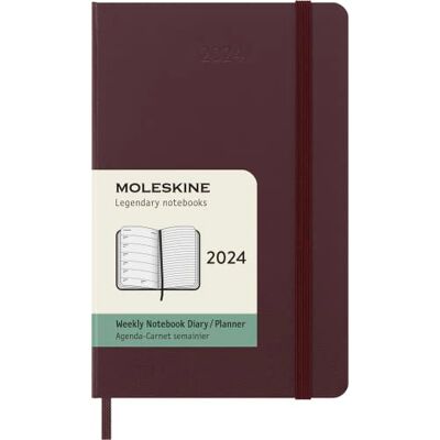 Moleskine 12 Monate Wochen Notizkalender 2024, Pocket/A6, 1 Wo = 1 Seite, Rechts Linierte Seite, Fester Einband, Burgundrot Moleskine 12 Monate Wochen Notizkalender 2024, Pocket/A6, 1 Wo = 1 Seite, Rechts Linierte Seite, Fester Einband, Burgundrot