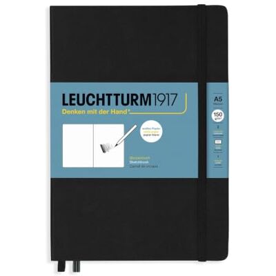 LEUCHTTURM1917 362362 skissbok medium (A5), hårt omslag, 112 sidor (150 g/m²), svart LEUCHTTURM1917 362362 skissbok medium (A5), hårt omslag, 112 sidor (150 g/m²), svart