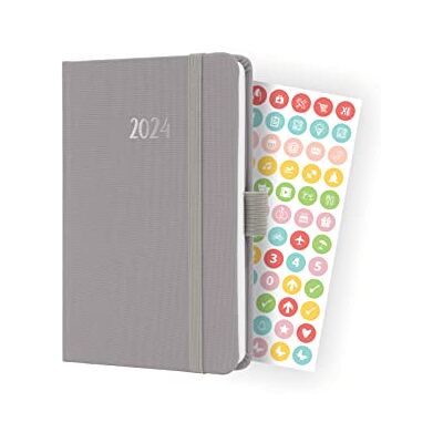 Sigel J4402 veckokalender Jolie 2024, ca A6, grå, inbunden med textilband, gummiband, pennögla, fickficka, 174 sidor, tillverkad av hållbart papper, planerare Sigel J4402 veckokalender Jolie 2024, ca A6, grå, inbunden med textilband, gummiband, pennögla, fickficka, 174 sidor, tillverkad av hållbart papper, planerare