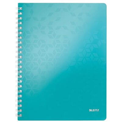 Leitz WOW Anteckningsblock med mjuk pärm, A4, 80 ark, rutad, spiralbundet, vitt papper, 80 g/m2, isblå, 46380051 Leitz WOW Anteckningsblock med mjuk pärm, A4, 80 ark, rutad, spiralbundet, vitt papper, 80 g/m2, isblå, 46380051