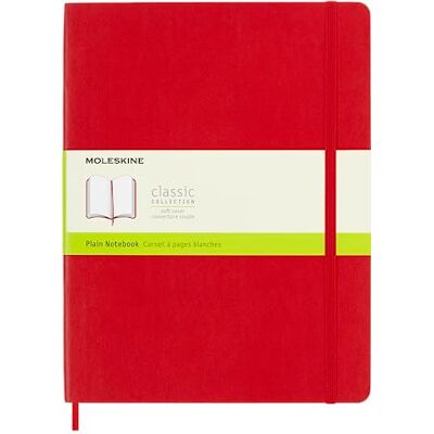 Moleskine Classic Plain Paper Notebook, Soft Cover and Elastic Closure Journal, Color Scarlet Red, Size Extra Large 19 x 25 A4, 192 Pages Moleskine Classic Plain Paper Notebook, Soft Cover and Elastic Closure Journal, Color Scarlet Red, Size Extra Large 19 x 25 A4, 192 Pages
