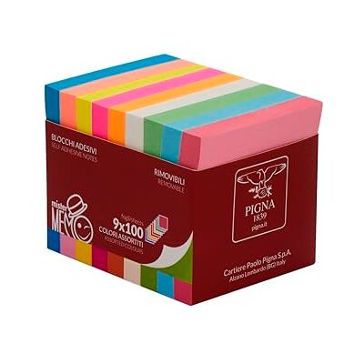 Pigna , klistermärken MISTER MEMO BOX, 100 ark i 9 färger, 7,6 x 7,6 Pigna , klistermärken MISTER MEMO BOX, 100 ark i 9 färger, 7,6 x 7,6