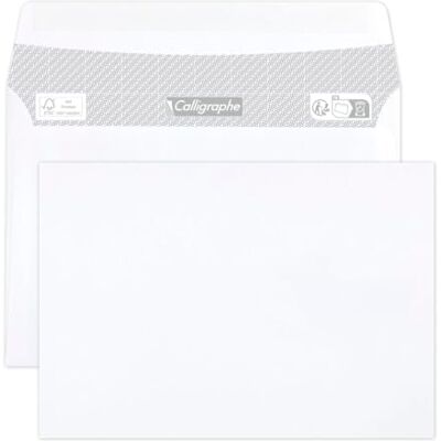 Calligraphe Kalligraf (Clairefontain-korrespondens-sortiment) 691C låda med 500 vita kuvert C6-114 x 162 mm självhäftande 80 g/m² Calligraphe Kalligraf (Clairefontain-korrespondens-sortiment) 691C låda med 500 vita kuvert C6-114 x 162 mm självhäftande 80 g/m²