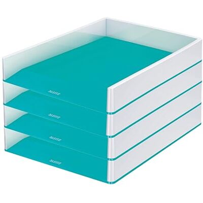 Leitz WOW Brevkorg, A4, vit/isblå, 4-pack, 53611051 Leitz WOW Brevkorg, A4, vit/isblå, 4-pack, 53611051