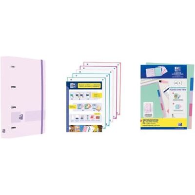 Oxford , A4+ Live & Go Arkivpaket med 4 ringar, Polyfoam Plast, Inklusive 5 x 5 gallerband och plastavdelare, pastell lila Oxford , A4+ Live & Go Arkivpaket med 4 ringar, Polyfoam Plast, Inklusive 5 x 5 gallerband och plastavdelare, pastell lila