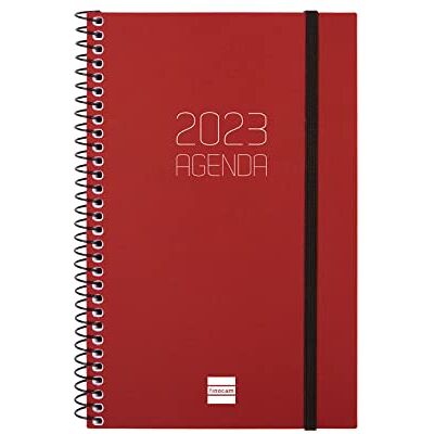 Finocam Agenda 2023 Spiral Opaque Vecka Horisontell Vy Januari 2023, December 202, 12 månader, Spanska, Färg Bordeaux, Liten, E5, 117 x 181 mm Finocam Agenda 2023 Spiral Opaque Vecka Horisontell Vy Januari 2023, December 202, 12 månader, Spanska, Färg Bordeaux, Liten, E5, 117 x 181 mm