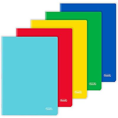Favorit 10 st. A4-anteckningsböcker, enfärgad omslag, 5 mm, rutnätsband, 80 g/kvm, 10-pack, blandade färger Favorit 10 st. A4-anteckningsböcker, enfärgad omslag, 5 mm, rutnätsband, 80 g/kvm, 10-pack, blandade färger