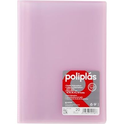 Grafoplás Grafoplas I plastfodral i 20 genomskinliga fodral I storlek folio rosa mjuk I serien genomskinliga polypler I tillverkad i Spanien I stor förvaringskapacitet Grafoplás Grafoplas I plastfodral i 20 genomskinliga fodral I storlek folio rosa mjuk I serien genomskinliga polypler I tillverkad i Spanien I stor förvaringskapacitet