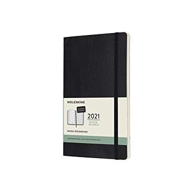 Moleskine Veckokalender 2021, 12 månader veckoplanerare horisontell på tyska, mjukt omslag, storlek storlek 13 x 21 cm, färg svart, 144 sidor Moleskine Veckokalender 2021, 12 månader veckoplanerare horisontell på tyska, mjukt omslag, storlek storlek 13 x 21 cm, färg svart, 144 sidor