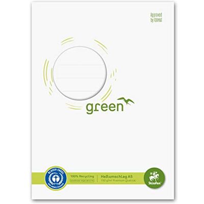 Staufen 794004500 – Styckt grönt häftkuvert med märkfält, DIN A5, 150 g/m² återvunnet papper, perfekt skydd för skolhäften, färg vit, 10 stycken Staufen 794004500 – Styckt grönt häftkuvert med märkfält, DIN A5, 150 g/m² återvunnet papper, perfekt skydd för skolhäften, färg vit, 10 stycken