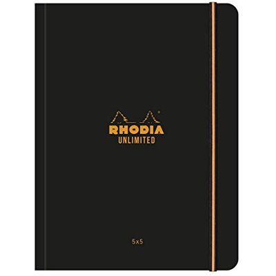 Rhodia 118759C Carnet à Élastique Unlimited Noir A5+ Petits Carreaux 120 pages Détachables Papier Clairefontaine Blanc 80 g/m Couverture Toucher Velouté Rhodia 118759C Carnet à Élastique Unlimited Noir A5+ Petits Carreaux 120 pages Détachables Papier Clairefontaine Blanc 80 g/m Couverture Toucher Velouté