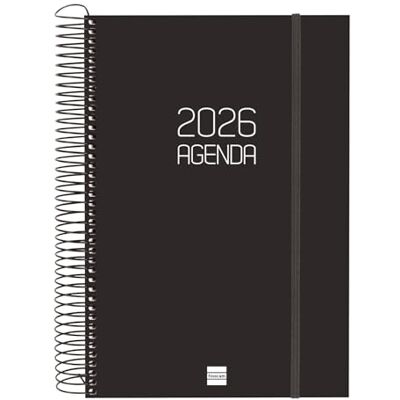 Finocam Spiralplanerare 2026 1 dag sida januari december (12 månader) Årlig dagbok 2026 med gummi Opaque spiral polypropenlock svart katalansk Finocam Spiralplanerare 2026 1 dag sida januari december (12 månader) Årlig dagbok 2026 med gummi Opaque spiral polypropenlock svart katalansk