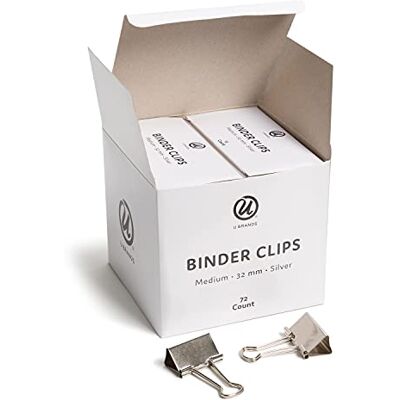 U Brands pärmklämmor, metalliskt silver, kontor organisationsmaterial, 32 mm, 72 antal U Brands pärmklämmor, metalliskt silver, kontor organisationsmaterial, 32 mm, 72 antal